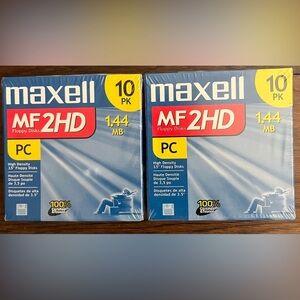 NEW & SEALED Maxell MF2HD Floppy Disks 10 Pack - Lot of 2